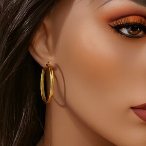 Women's Fashion Gold tone Big Hoop design Earrings - Stylish and Elegant